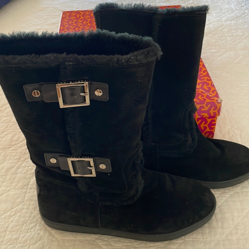 Tory Burch Suede/Shearling Boots, Size 9